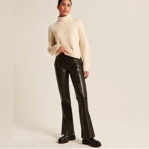 Abercrombie & Fitch Black and Cream Vegan Leather Skirt